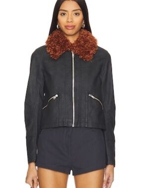 NWOT Free People Jayce Vegan Faux Leather Jacket S